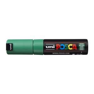 Dekormarker UNI Posca PC-8K, vágott hegyű, 8 mm, zöld