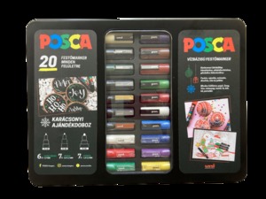 Dekormarker UNI Posca doboz, 6 db PC-1M, 7 db PC-3M, 7 db PC-5M,