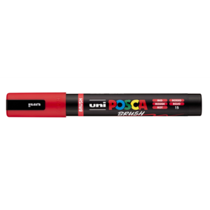 Dekormarker UNI Posca PC-5BR, kúpos, 1-4 mm, piros (15)