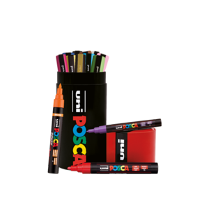 Dekormarker UNI Posca, 13 db-os k&eacute;szlet, vegyes, f&eacute;m dobozban