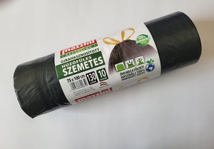 Szemeteszsák 130 l, MAZZINI, húzófüles, 75x100 cm, 10 db rollban