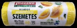 Szemeteszs&aacute;k 60 l, MAZZINI, k&ouml;thető f&uuml;les, 15 db-os, citrus illat&uacute;,