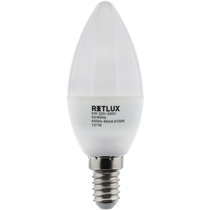 LED izzó, E14, 6W, gyertya, RETLUX RLL 260, 470 lm, hideg fehér