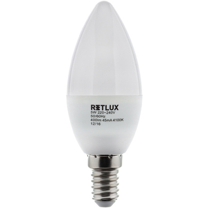 LED izzó, E14, 5W, gyertya, RETLUX RLL 263, 400 lm, hűvös fény