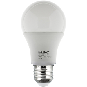 LED izzó, E27, 12W, gömb, RETLUX RLL 245, 1000 ml, meleg fehér