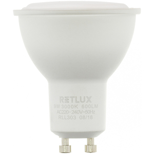 LED izzó, GU10, 9W, spot, RETLUX RLL 303, 600 ml, meleg fehér