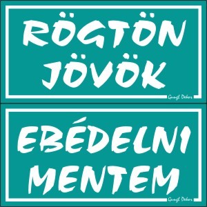 RÖGTÖN JÖVÖK-EBÉDELNI MENTEM, 2 oldalas, hullámos műanyaglemez