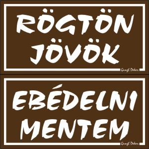 RÖGTÖN JÖVÖK-EBÉDELNI MENTEM, 2 oldalas, hullámos műanyaglemez