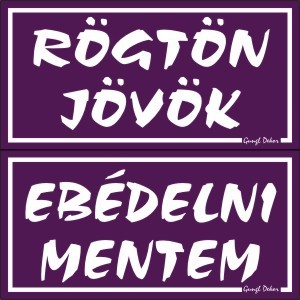 RÖGTÖN JÖVÖK-EBÉDELNI MENTEM, 2 oldalas, hullámos műanyaglemez