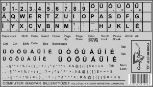 Magyar ékezetes billentyűzet, "D" öntapadós műanyag matrica 17,5x10cm