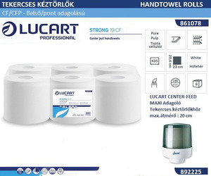 Kéztörlő 19 cm átmérő, LUCART Strong 19CF, 2 rétegű, 6 tekercs hófehér