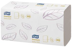 K&eacute;zt&ouml;rlő 2 r&eacute;tegű, Z hajt&aacute;s&uacute;, TORK Extra Soft Singlefold Pr&eacute;mium H3,