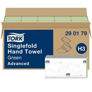 K&eacute;zt&ouml;rlő 2 r&eacute;tegű, Z hajt&aacute;s&uacute;, TORK Singlefold Advanced H3, z&ouml;ld,