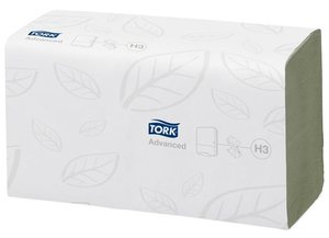 K&eacute;zt&ouml;rlő 2 r&eacute;tegű, Z hajt&aacute;s&uacute;, TORK Singlefold Advanced H3, z&ouml;ld,