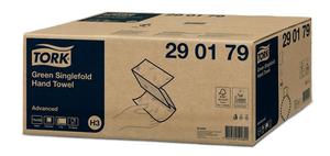 K&eacute;zt&ouml;rlő 2 r&eacute;tegű, Z hajt&aacute;s&uacute;, TORK Singlefold Advanced H3, z&ouml;ld,