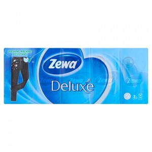 Papírzsebkendő, 3 rétegű, ZEWA Deluxe normál, 10x10 db, illatmentes