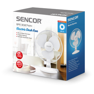 Ventilátor, 30 cm, SENCOR SFE 3027WH, asztali, fehér