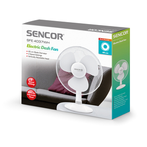 Ventilátor, 40 cm, SENCOR SFE 4037WH, asztali, fehér