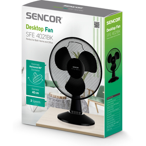 Ventilátor, 40 cm, SENCOR SFE 4021BK, asztali, fekete
