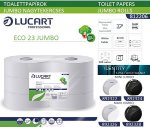 Toalettpapír 23 cm átmérő, LUCART Eco 23J, 165 m, 2 rétegű, fehér,