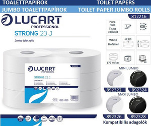 Toalettpapír 23 cm átmérő, LUCART Strong 23J, 2 rétegű, hófehér,