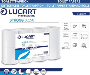 Toalettpapír 8 tekercs, LUCART Strong 3.150, 3 rétegű, 150 lap, hófehér