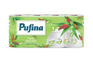 Toalettpapír 8 tekercs, PUFINA Aloe Vera, 3 rétegű, aloe vera illatával