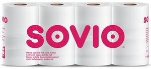 Toalettpap&iacute;r 8 tekercs, SOVIO, 3 r&eacute;tegű, 250 lap, 100% cellul&oacute;z