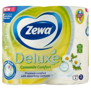 Toalettpapír, 4 tekercs, ZEWA Deluxe Camomile Comfort, 3 rétegű,