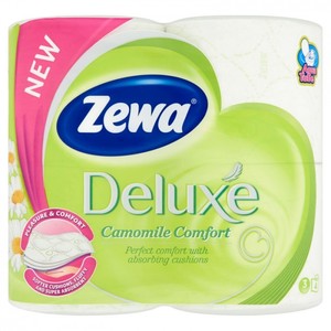 Toalettpapír, 4 tekercs, ZEWA Deluxe Camomile Comfort, 3 rétegű,