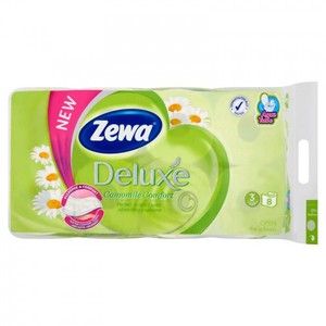 Toalettpapír, 3 rétegű, ZEWA Deluxe Camomile Comfort, 8 tekercses,