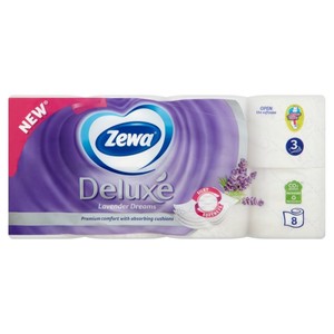 Toalettpapír, 3 rétegű, ZEWA Deluxe Lavender Dreams, 8 tekercses,