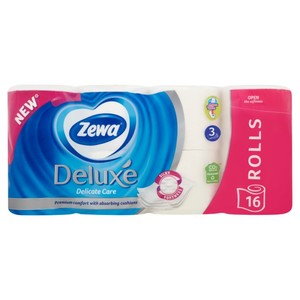 Toalettpapír, 3 rétegű, ZEWA Deluxe Pure White, 16 tekercs, fehér