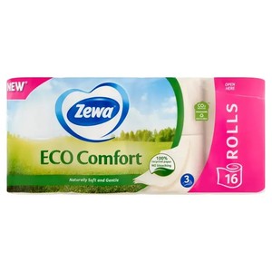 Toalettpapír, 3 rétegű, ZEWA Eco Comfort, 16 tekercs,