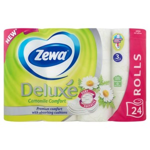 Toalettpapír, 24 tekercs, ZEWA Deluxe Camomile Comfort, 3 rétegű,