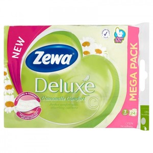 Toalettpapír, 24 tekercs, ZEWA Deluxe Camomile Comfort, 3 rétegű,
