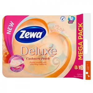 Toalettpapír, 24 tekercs, ZEWA Deluxe Cashmere Peach, 3 rétegű,