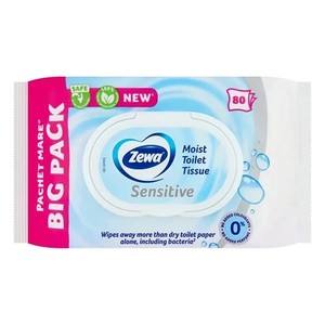 Toalettpapír, nedves, ZEWA Sensitive, 80 darabos