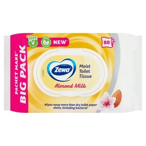 Toalettpapír, nedves, ZEWA Almond Milk, 80 darabos
