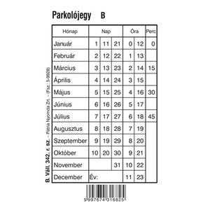 Parkolójegy 80x120 mm, 100 lap B.VALL.342