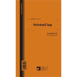 Felvételi lap ipari fához, A.ERDO.211/V, 50x2 lapos