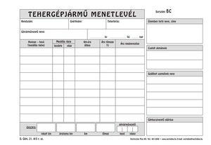 Tehergépkocsi menetlevél A5, D.GÉPJ.21/A5, fekvő, 100 lapos