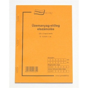 Készpénzigénylés üzemanyag előlegre A/5, álló, 25x2 lap D.12-50/V