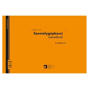 Személygépkocsi menetlevél A4, D.GÉPJ.31/V, fekvő, 100 lapos