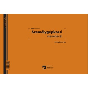 Személygépkocsi menetlevél A4, 100 lapos, fekvő, D.GÉPJ.36