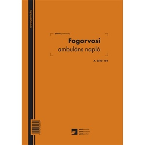 Fogászati ambuláns napló, A.3510-154/UJ, álló, A4, 250 lapos