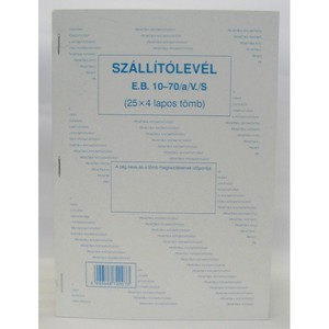 Szállítólevél A5, 25x4 lapos, álló, vegykezelt, B.10-70/V/4