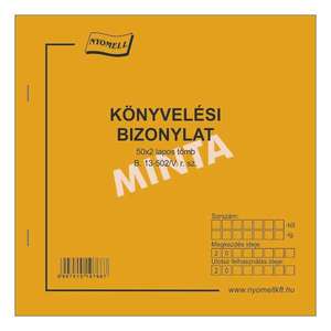 Könyvelési bizonylat 16 soros, B.13-502/V, fekvő, 50x2 lapos