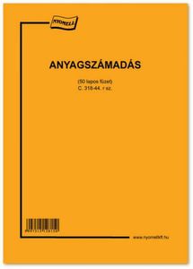 Anyagnyilvántartási könyv C.318-44 A/4, 50 lapos, álló