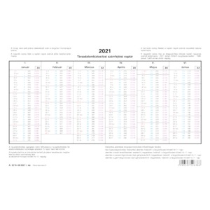 Számfejtési naptár 2021. évi A.3516-38/2021 TB naptár